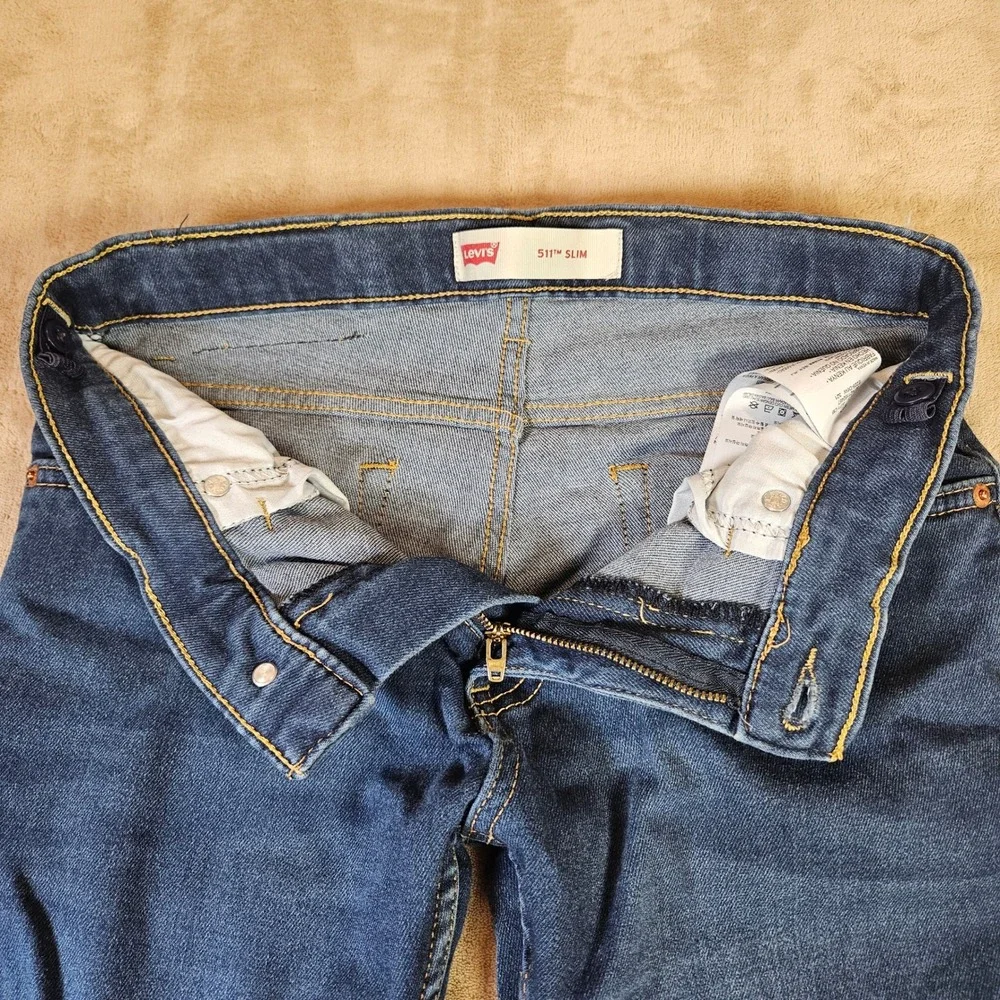 Levis 511 Slim Jeans Womens 16 Reg 28x30 Dark Wash Denim Stretch Pants 0389